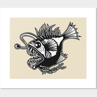 Monster fish in the depths of the sea Posters and Art